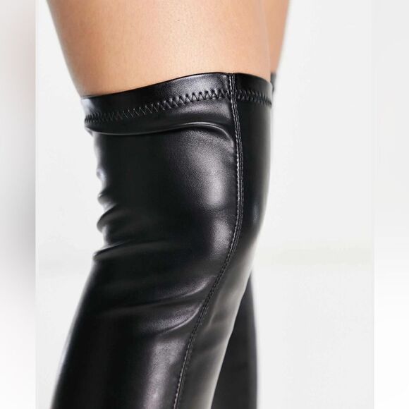 RAID ASOS black faux leather over knee boots - Picture 5 of 10